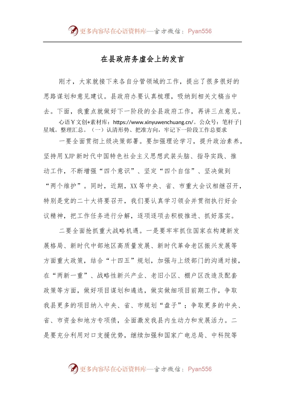 在县政府务虚会上的发言.docx_第1页