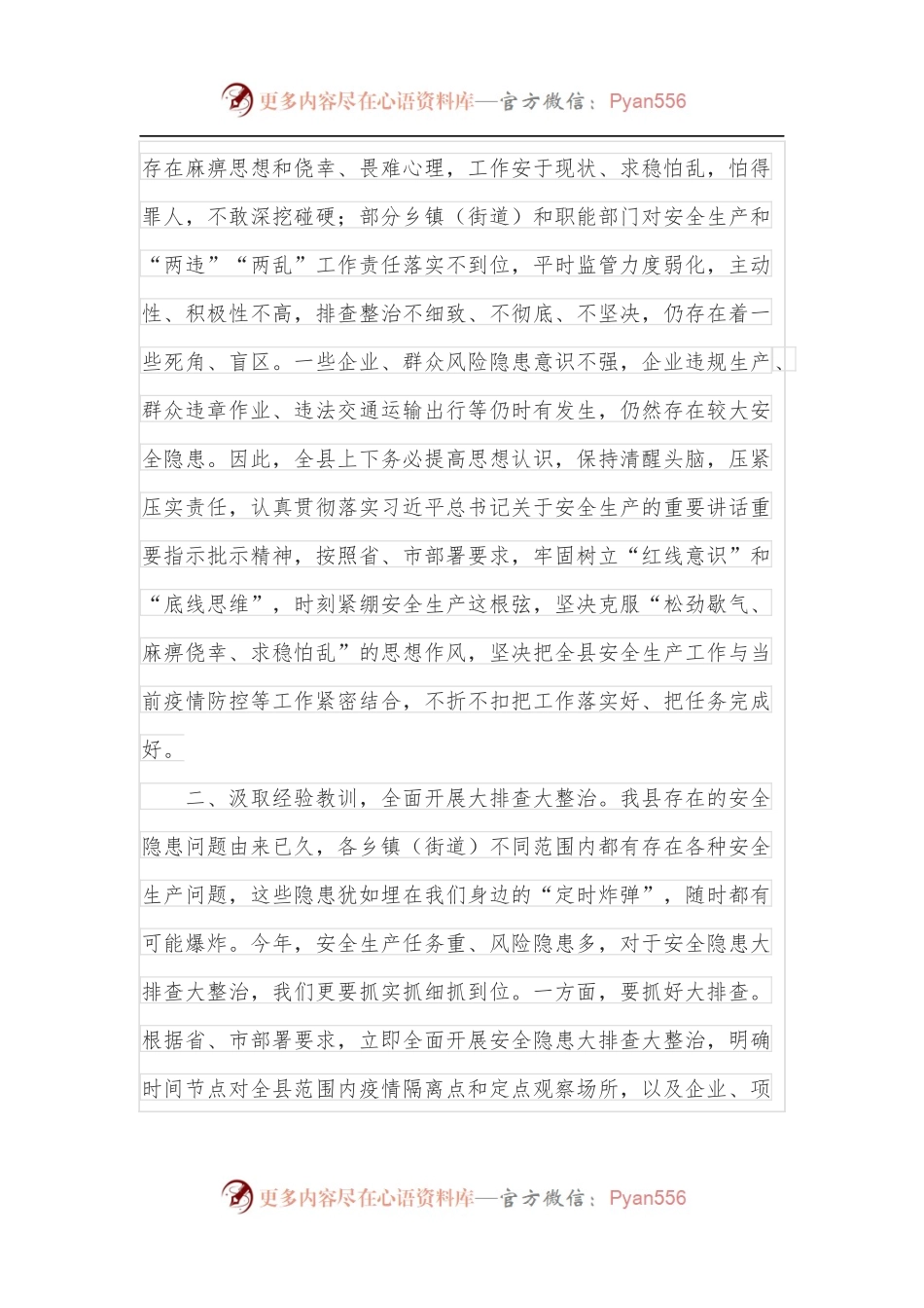 在全县安全隐患大排查大整治工作会议上的讲话.docx_第2页