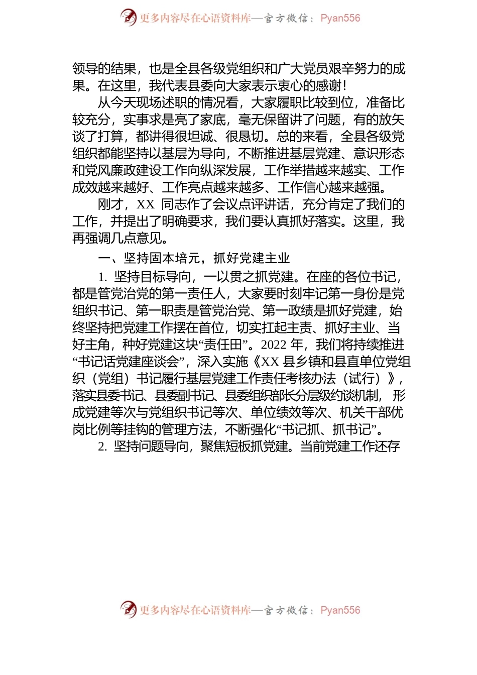 在党组织书记履行基层党建责任制述职评议会议上的讲话.docx_第2页