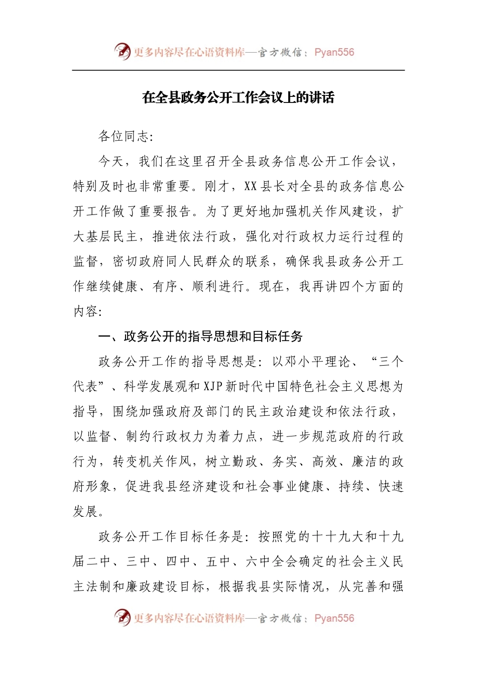 在政务公开工作会议上的讲话.docx_第1页