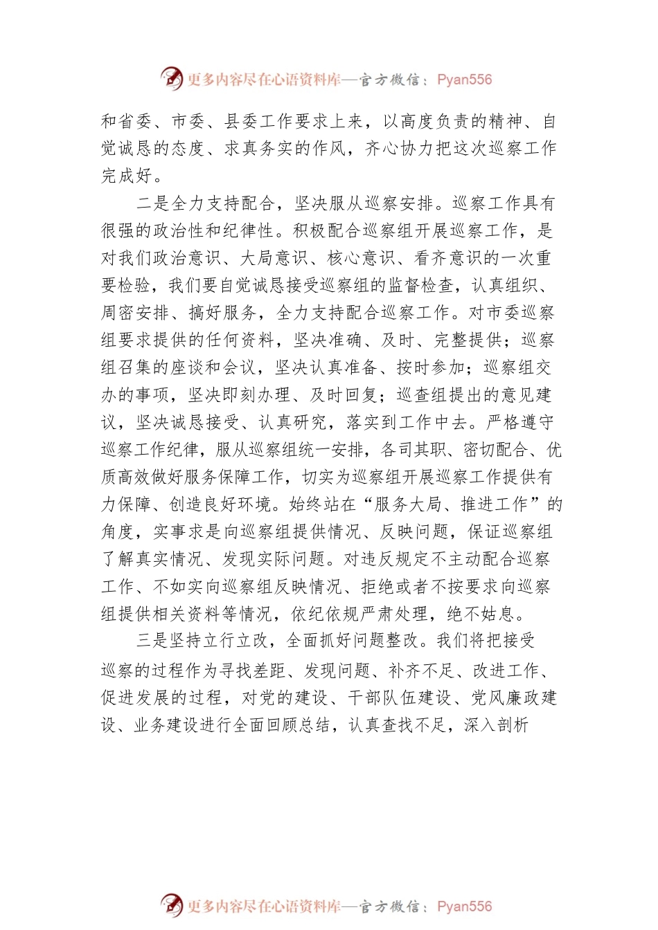 在市委第X巡察组巡察某镇工作动员会上的表态发言.docx_第2页
