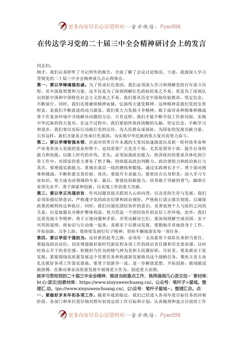 在传达学习党的二十届三中全会精神研讨会上的发言.docx_第1页