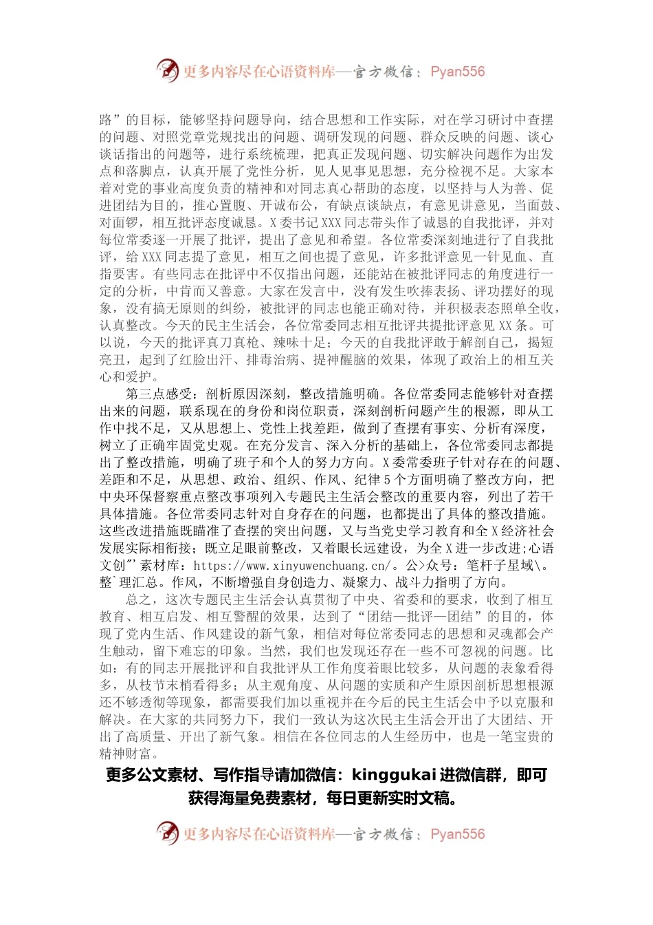 在X委常委班子党史学习教育专题民主生活会上的点评.docx_第2页