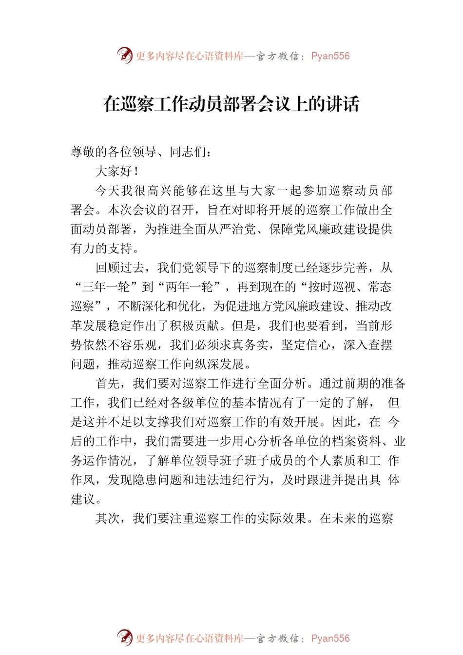 在巡察工作动员部署会议上的讲话汇编（3篇）.docx_第2页