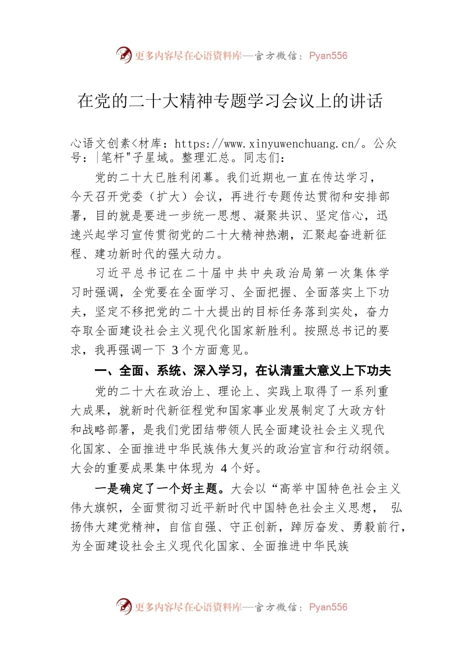 在党的二十大精神专题学习会议上的讲话.docx_第1页