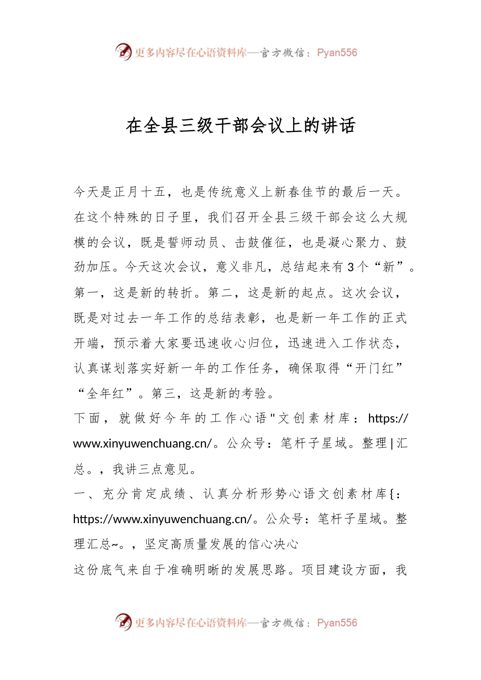 在全县三级干部会议上的讲话（二）.docx_第1页