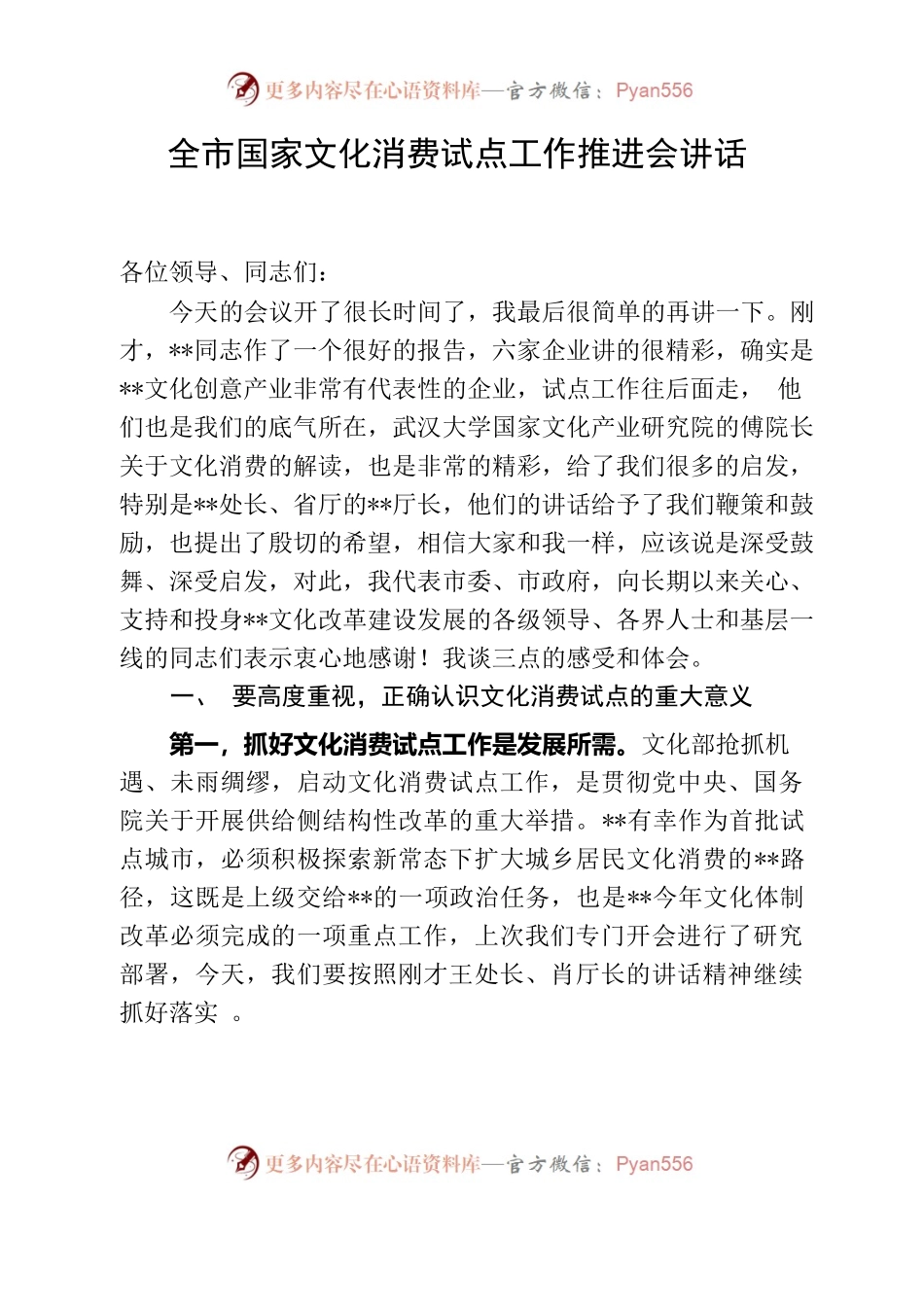 在国家文化消费试点工作推进会上的讲话.docx_第1页