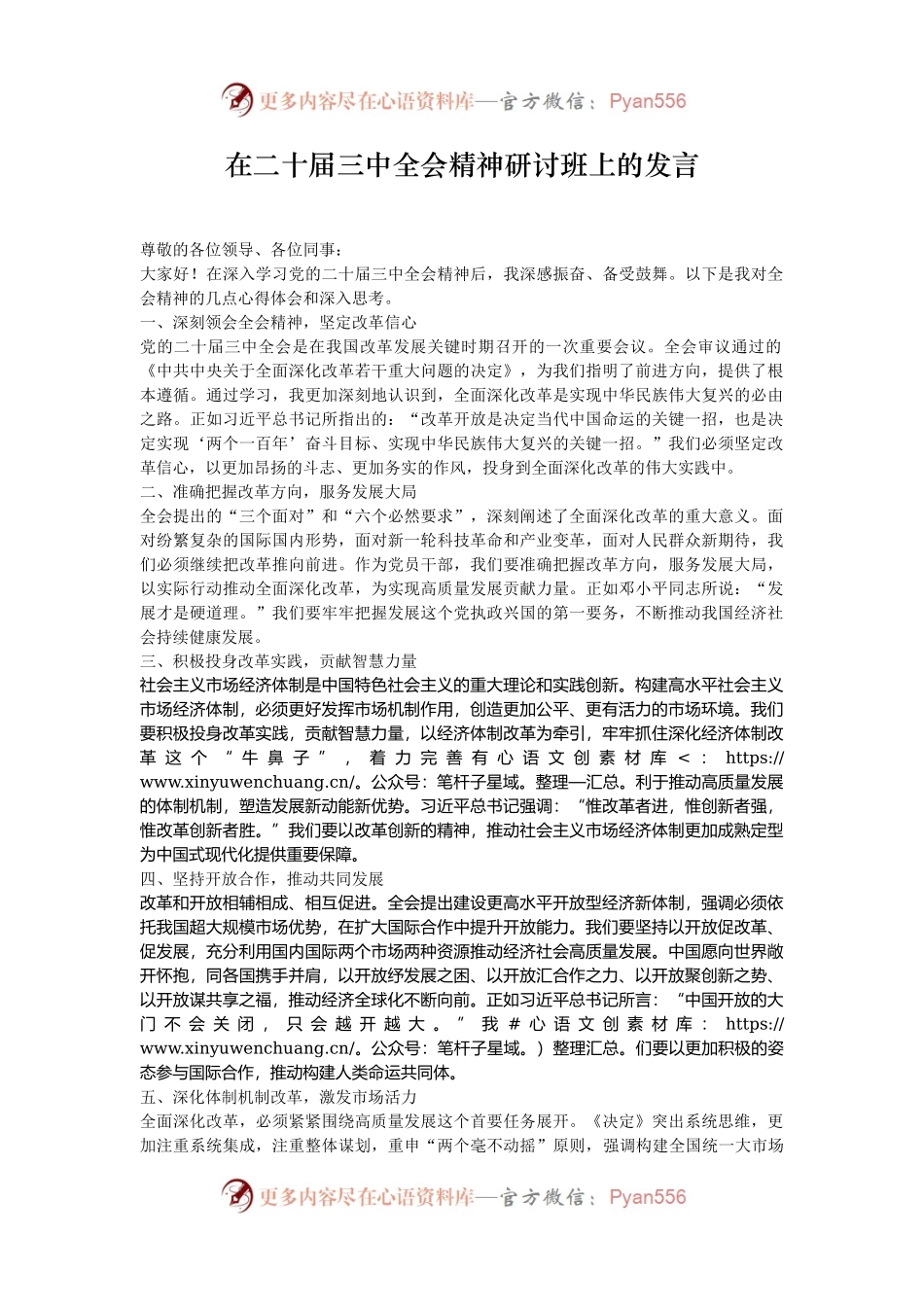 在二十届三中全会精神研讨班上的发言.docx_第1页