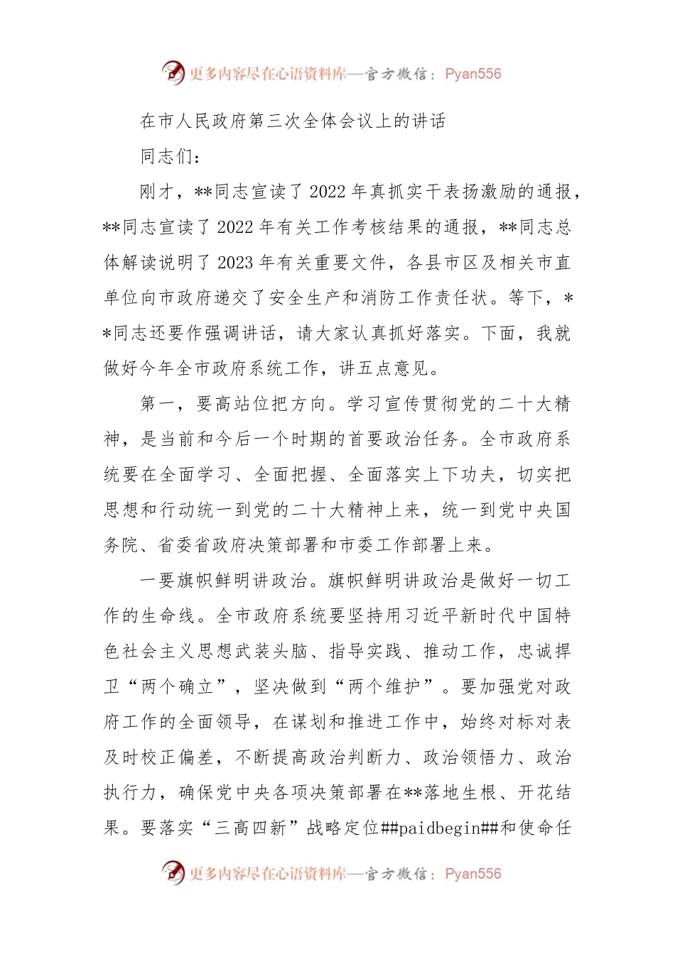 在市人民政府第三次全体会议上的讲话.docx_第1页