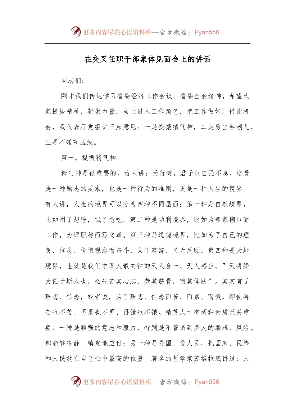 在交叉任职干部集体见面会上的讲话.docx_第1页