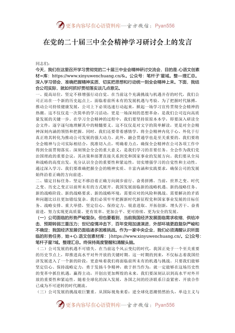 在党的二十届三中全会精神学习研讨会上的发言.docx_第1页