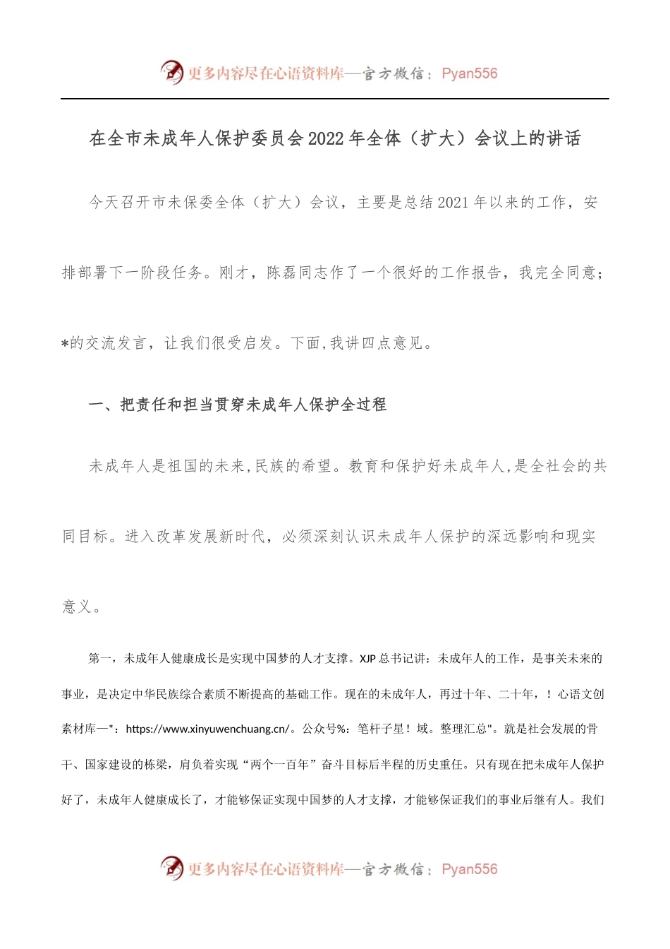 在全市未成年人保护委员会2022年全体扩大会议上的讲话.docx_第1页