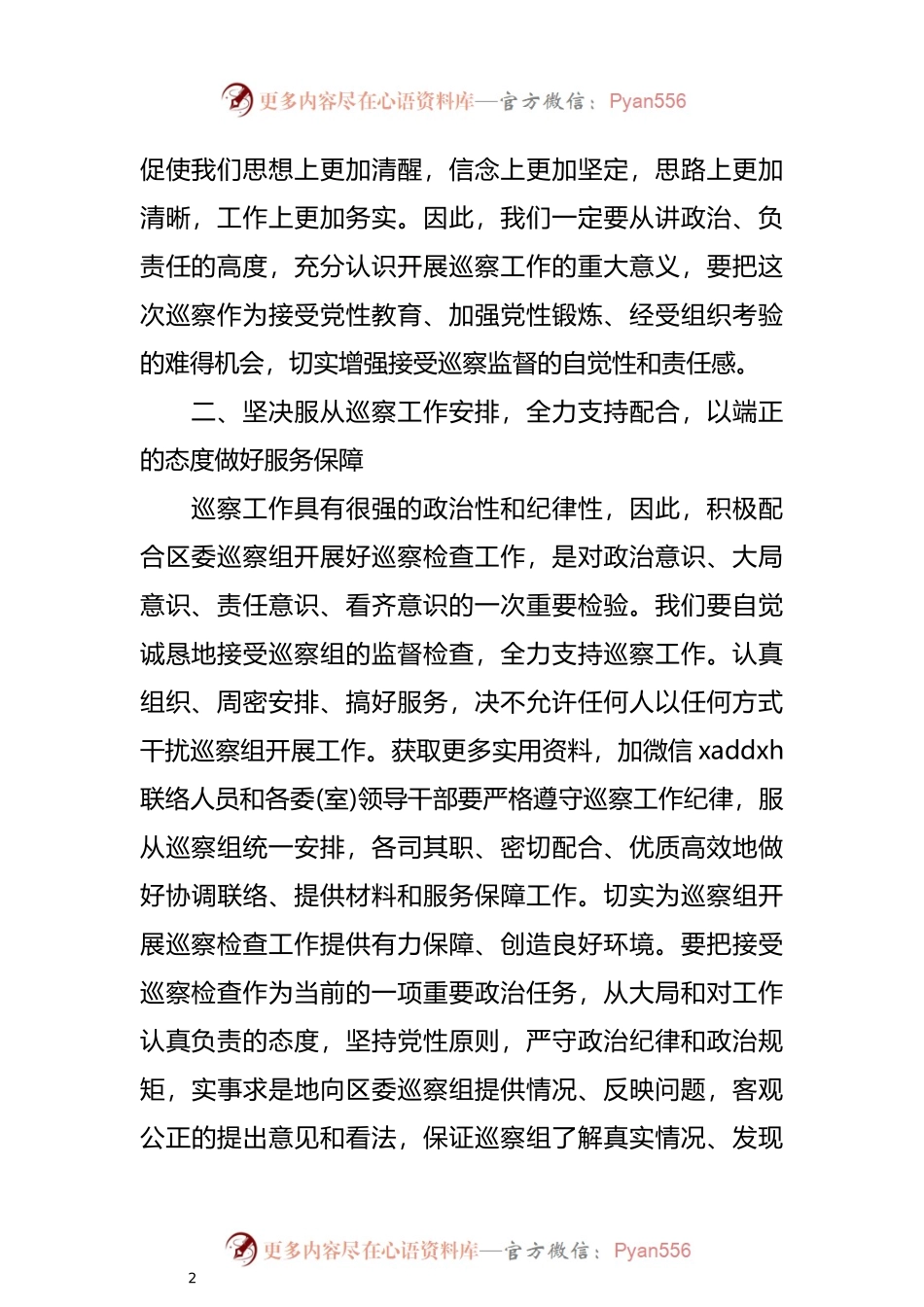 在专项巡察工作会上的表态发言.docx_第2页