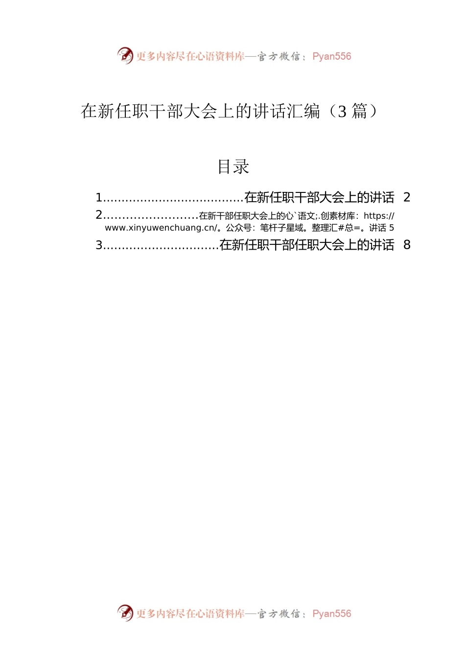 在新任职干部大会上的讲话汇编（3篇）.docx_第1页