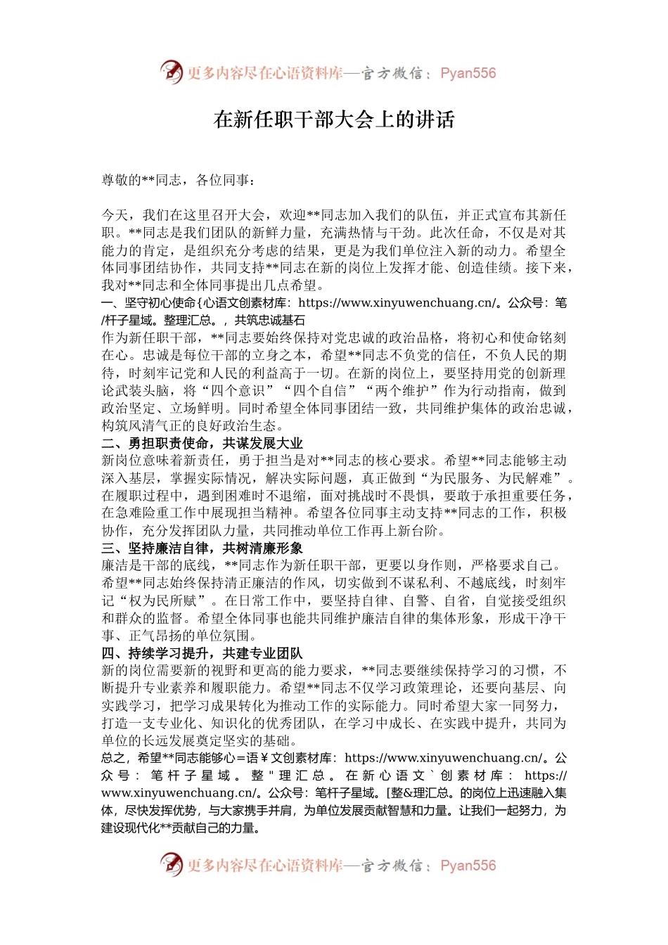 在新任职干部大会上的讲话.docx_第1页