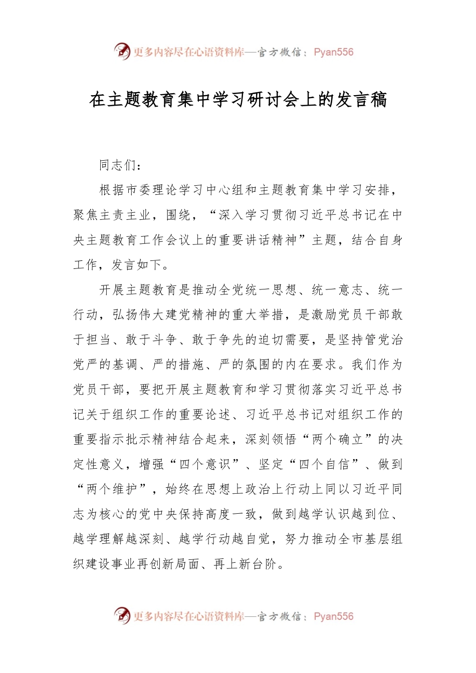 在主题教育集中学习研讨会上的发言稿.docx_第1页