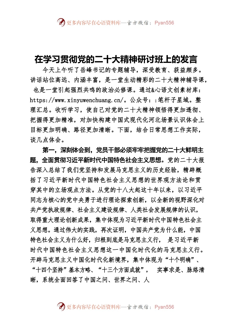 在学习贯彻党的二十大精神研讨班上的发言.docx_第1页