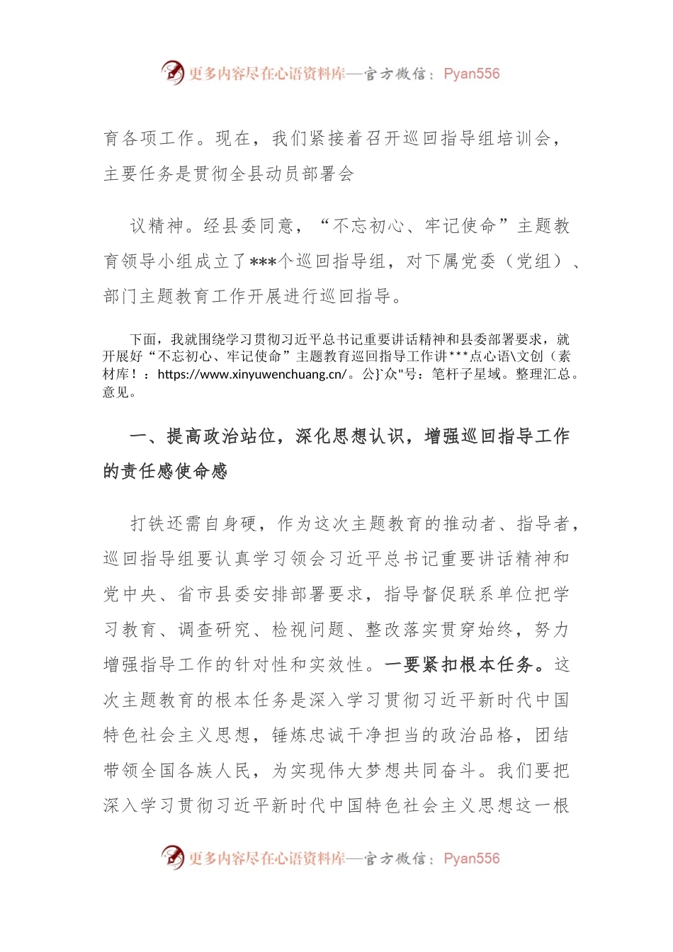 在“不忘初心、牢记使命”主题教育巡回指导组培训会上的讲话.docx_第2页