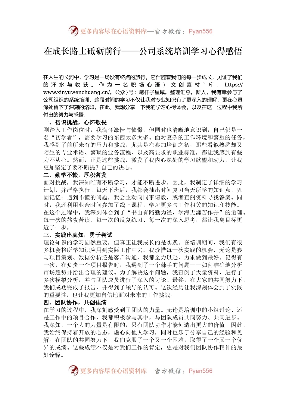 在成长路上砥砺前行——公司系统培训学习心得感悟.docx_第1页