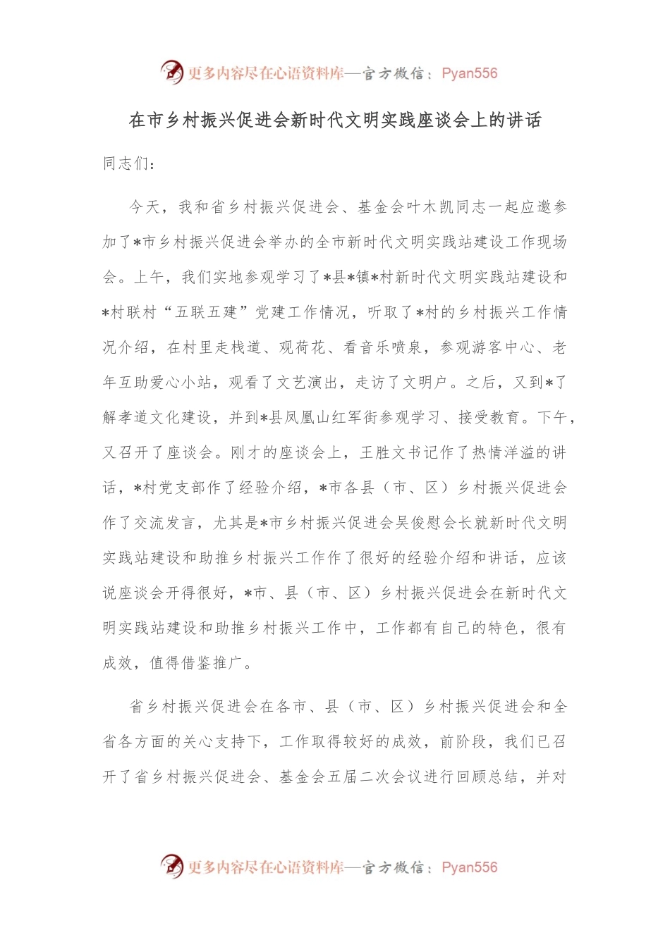 在市乡村振兴促进会新时代文明实践座谈会上的讲话.docx_第1页