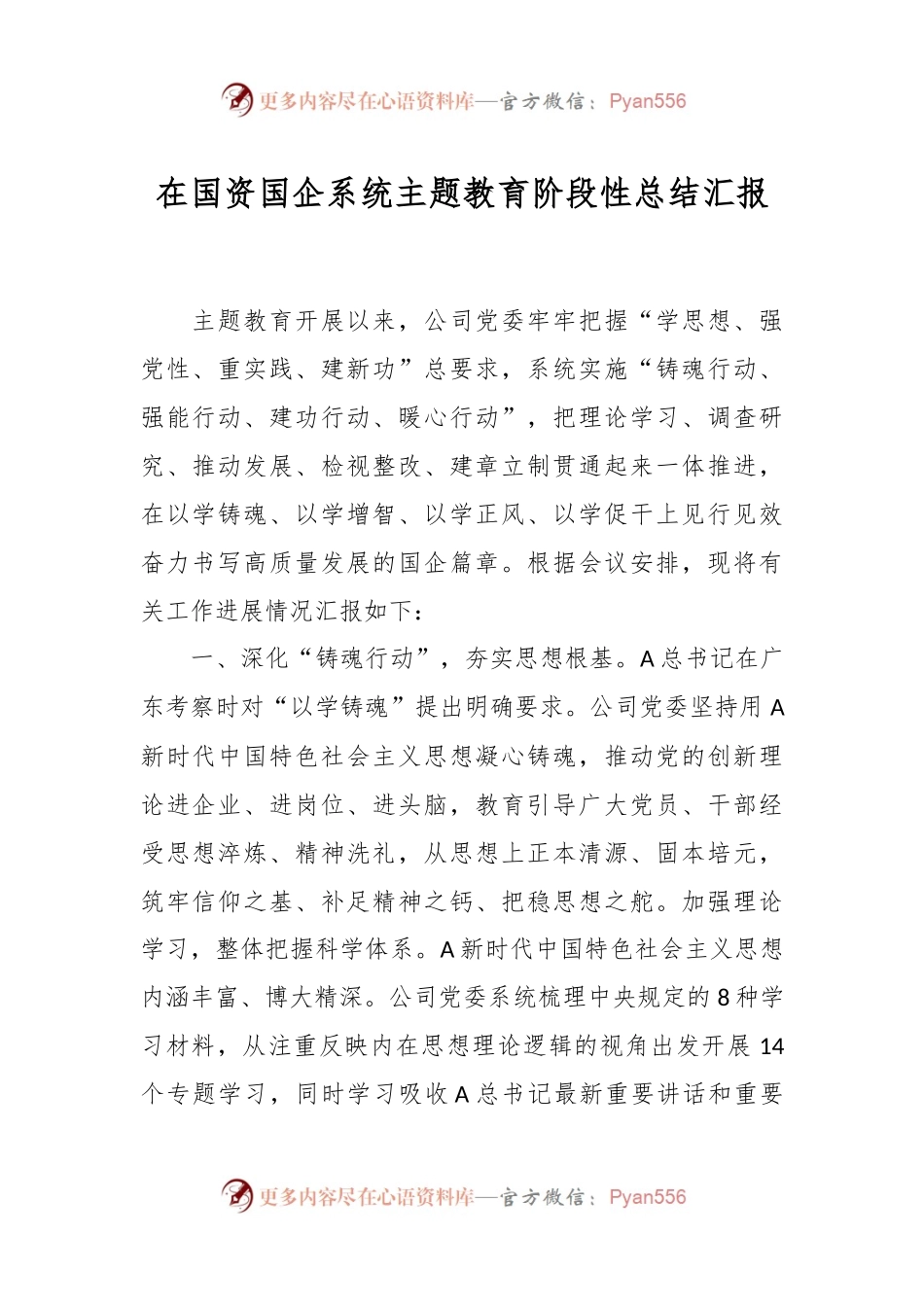 在国资国企系统主题教育阶段性总结汇报.docx_第1页