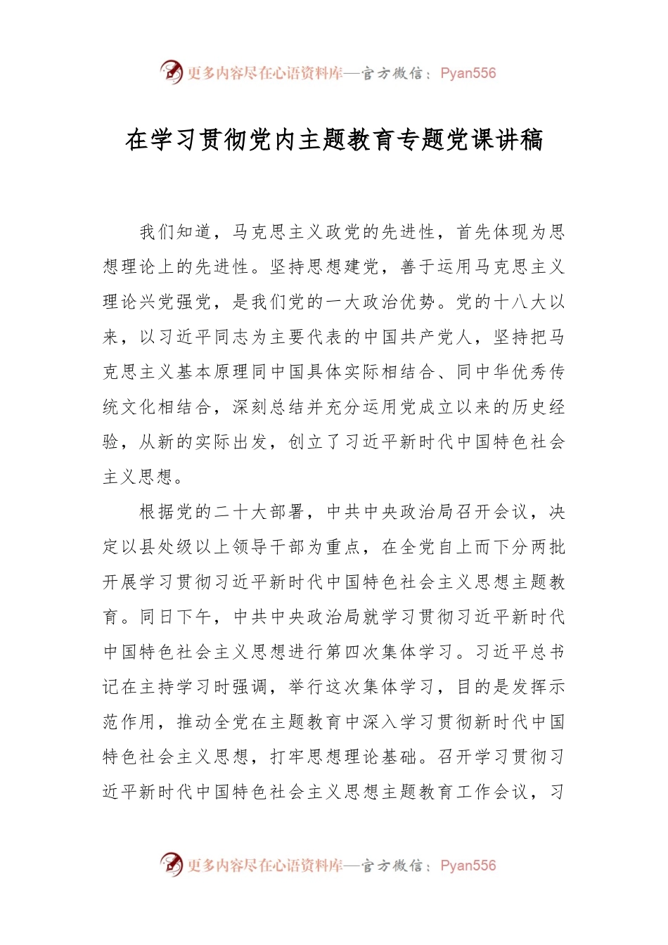 在学习贯彻党内主题教育专题党课讲稿.docx_第1页