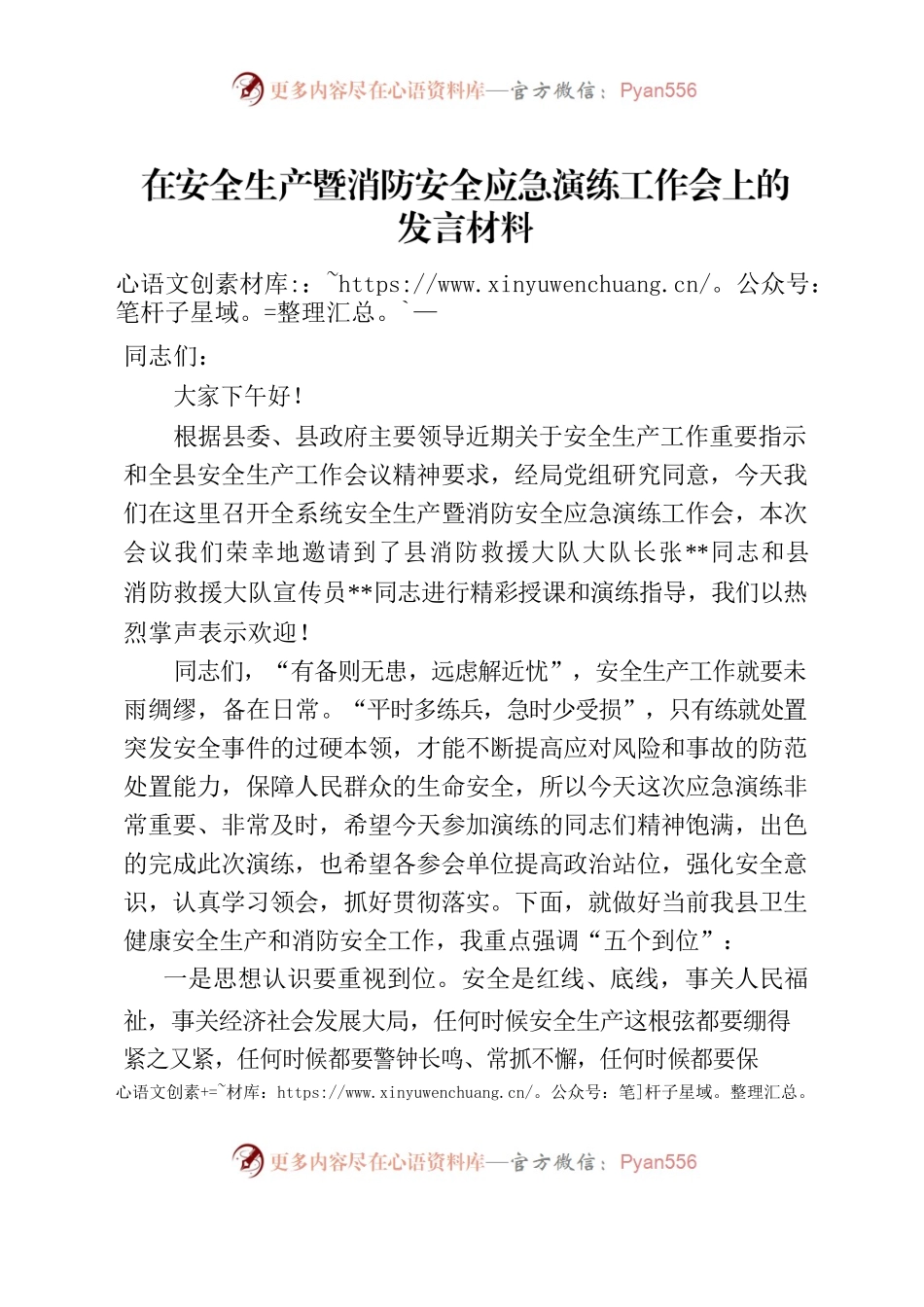 在安全生产演习会议上发言材料（局长）.docx_第1页