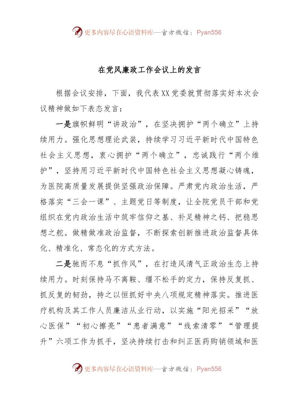在党风廉政工作会议上的发言.docx_第1页