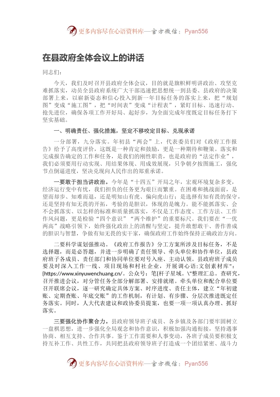在县政府全体会议上的讲话.docx_第1页