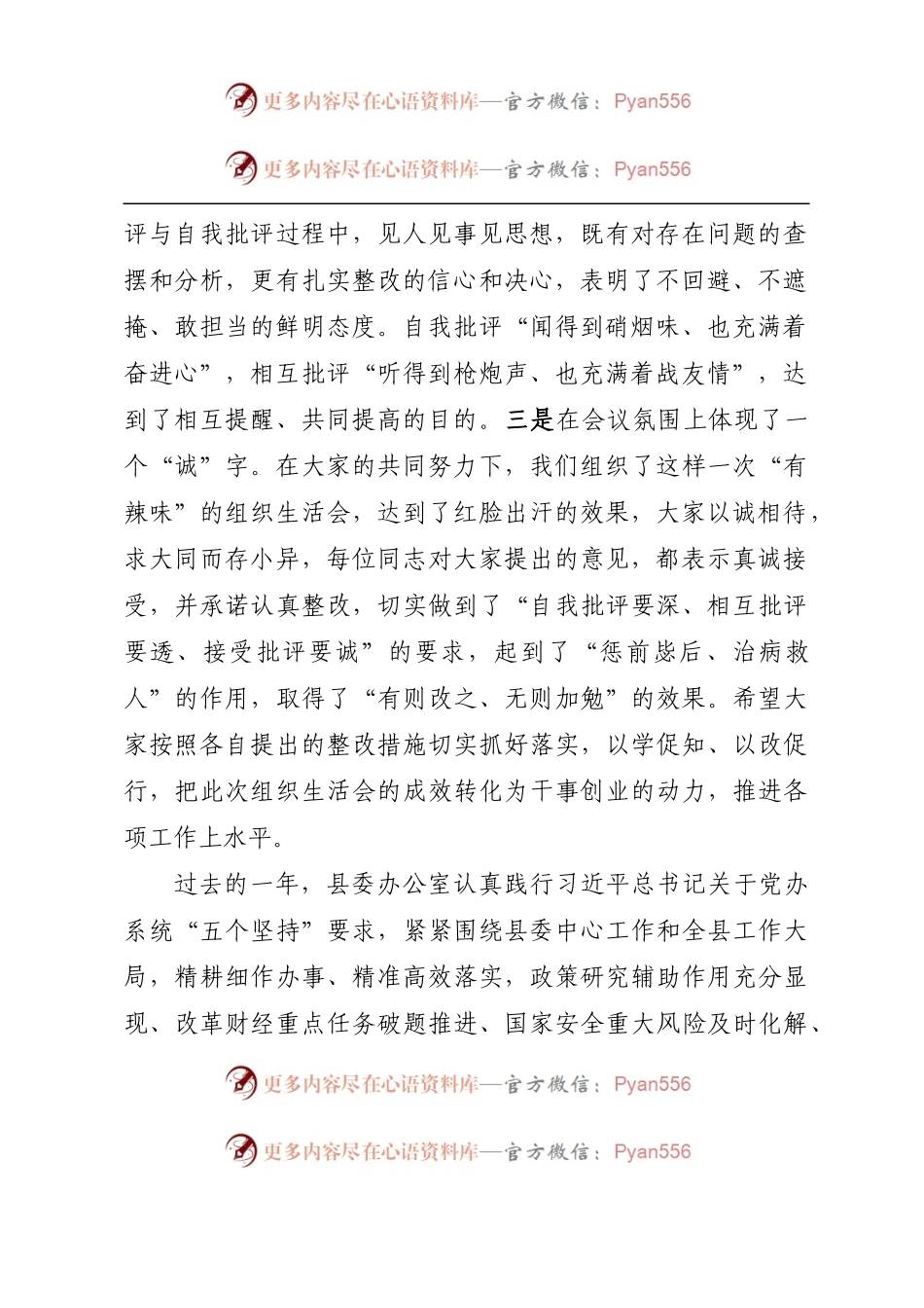 在县委办公室党支部2022年度组织生活会和民主评议党员会议上的讲话.docx_第2页