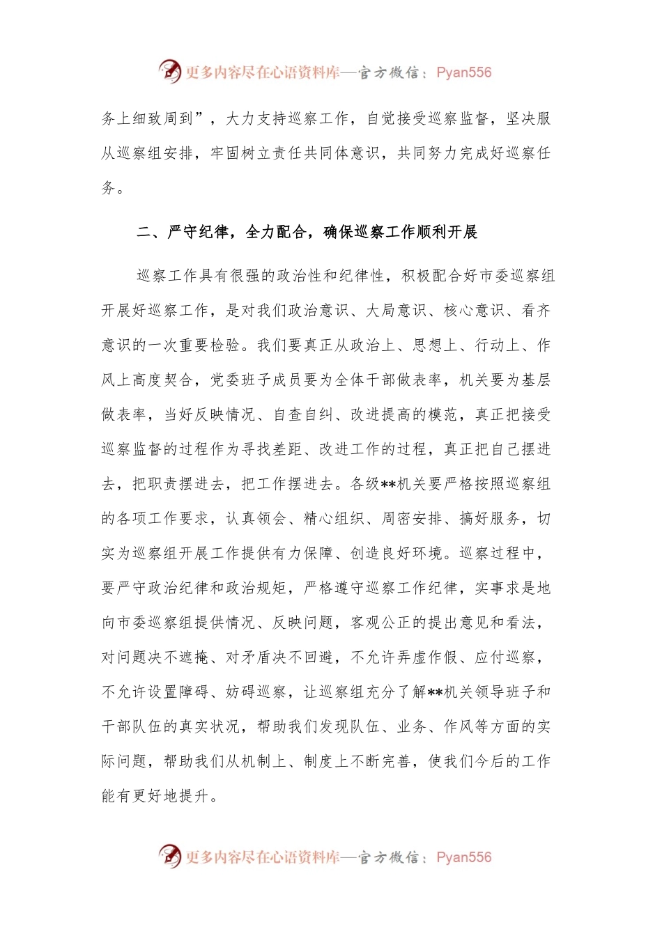 在市委巡察组巡察局党委工作动员会上的表态发言.docx_第2页