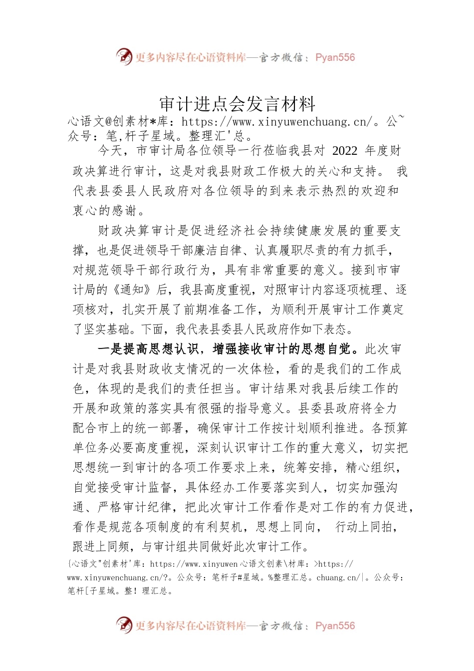 审计进点会发言材料.docx_第1页