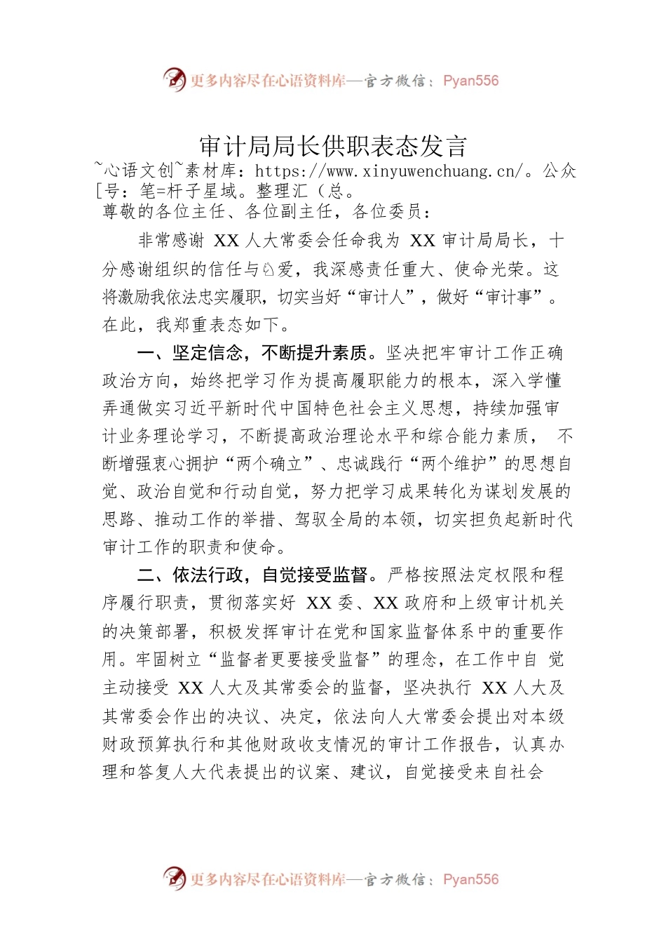 审计局局长供职表态发言.docx_第1页