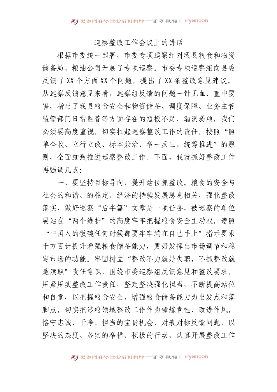 巡察整改工作会议上的讲话.docx_第1页