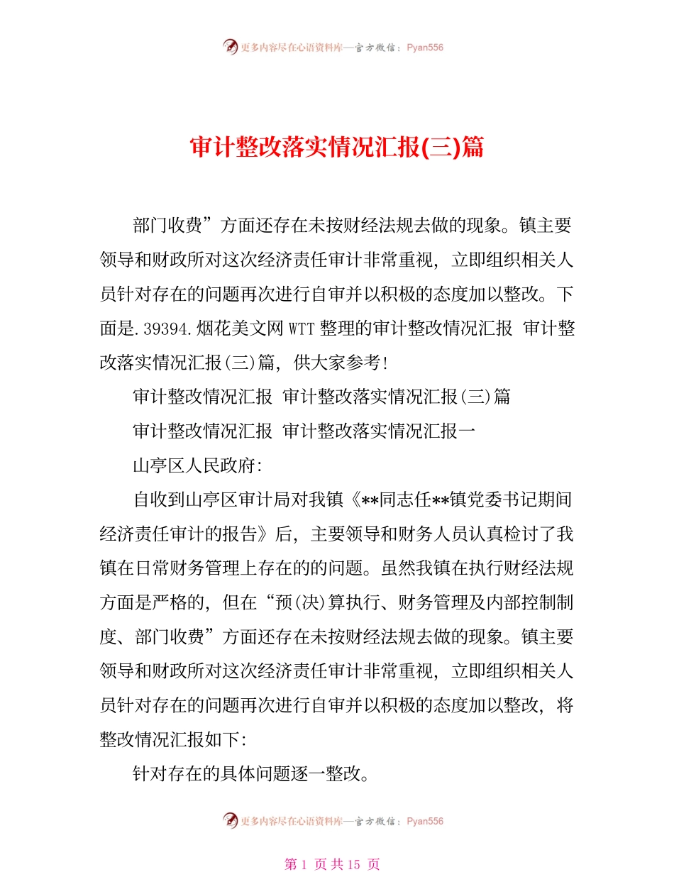 审计整改落实情况汇报（三）篇.docx_第1页