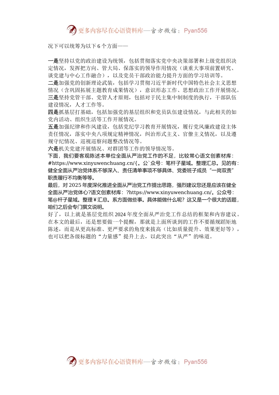 基层党组织总结2024年全面从严治党工作，“一揽子”模版式要点送给你！.docx_第2页