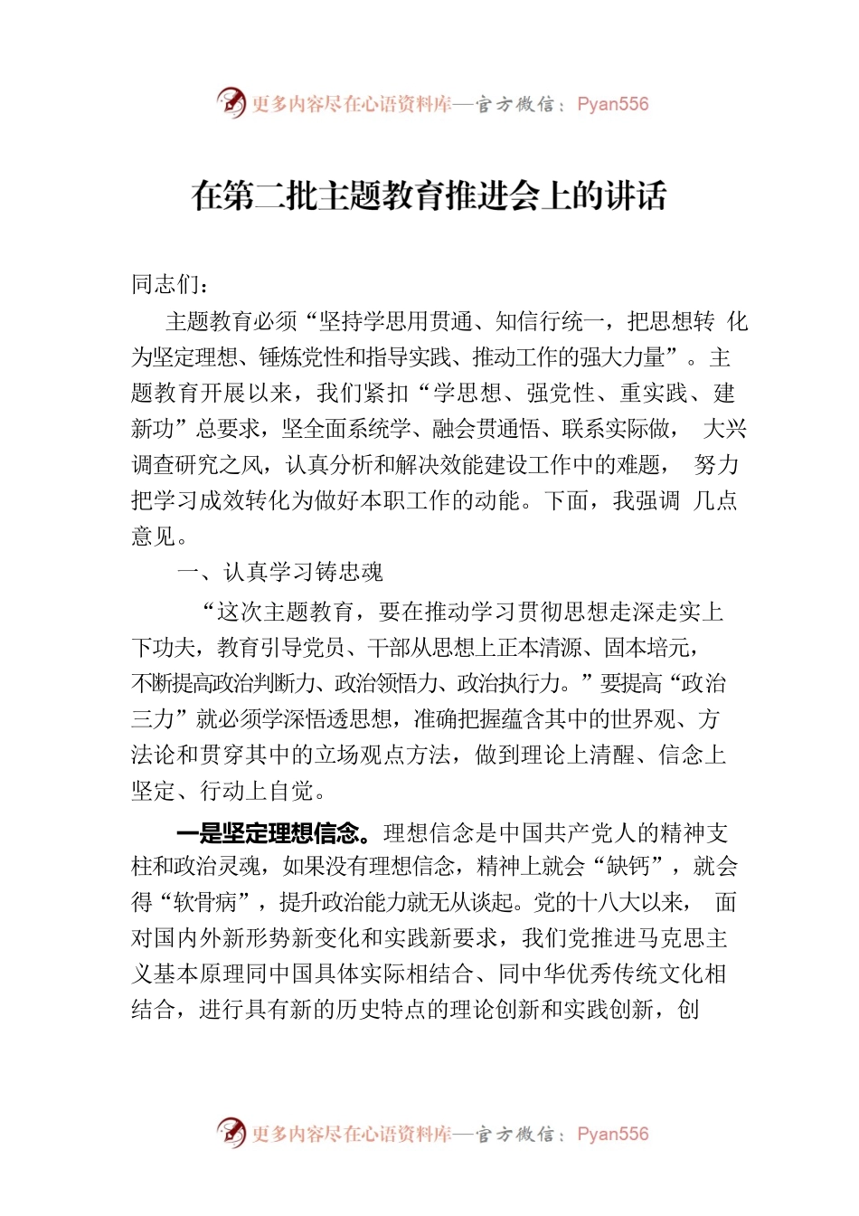 在第二批主题教育推进会上的讲话.docx_第1页
