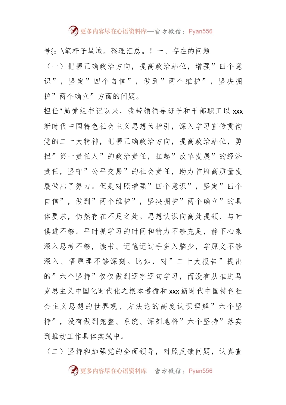 巡察整改专题民主生活会党组书记对照检查剖析材料.docx_第2页