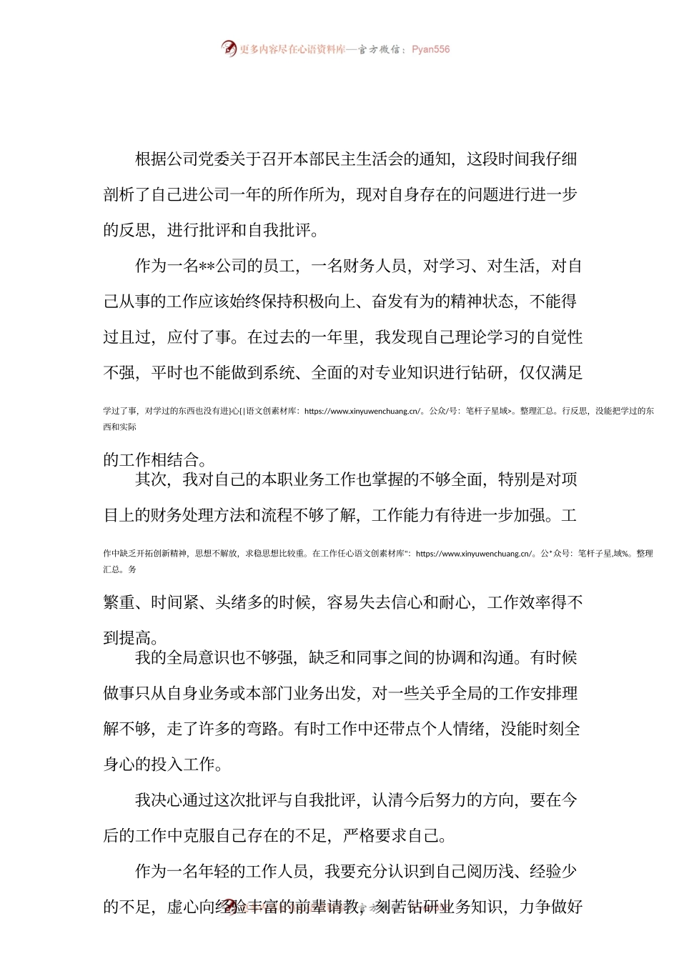 审计人员自我批评发言.docx_第1页