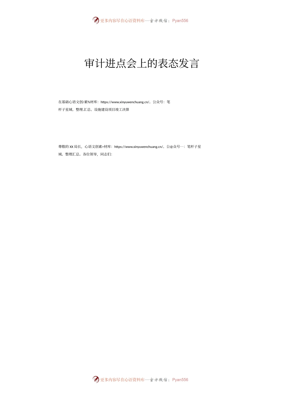 审计进点会上的表态发言.docx_第1页