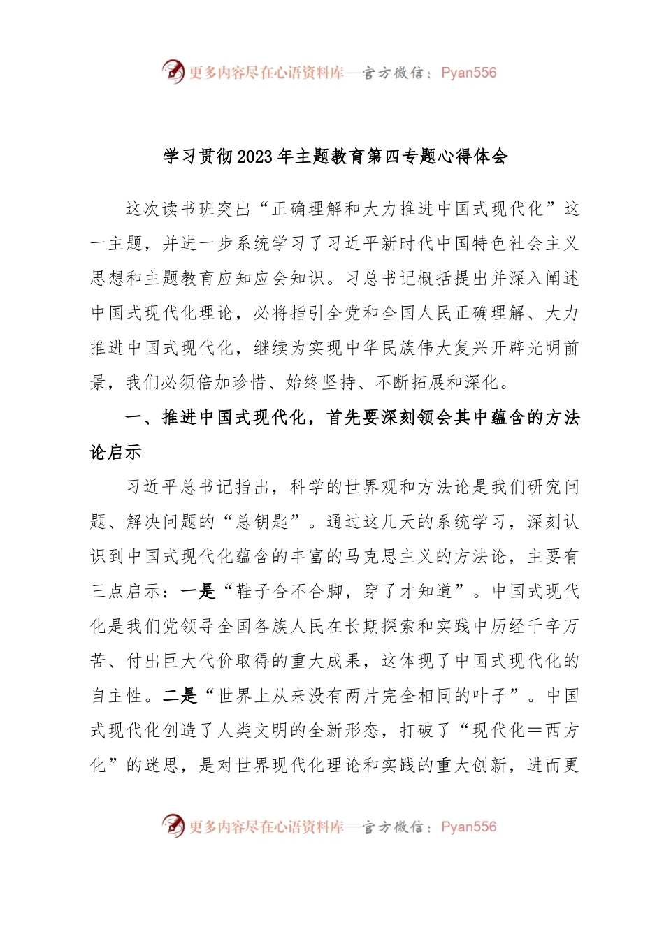 学习贯彻2023年主题教育第四专题心得体会.docx_第1页
