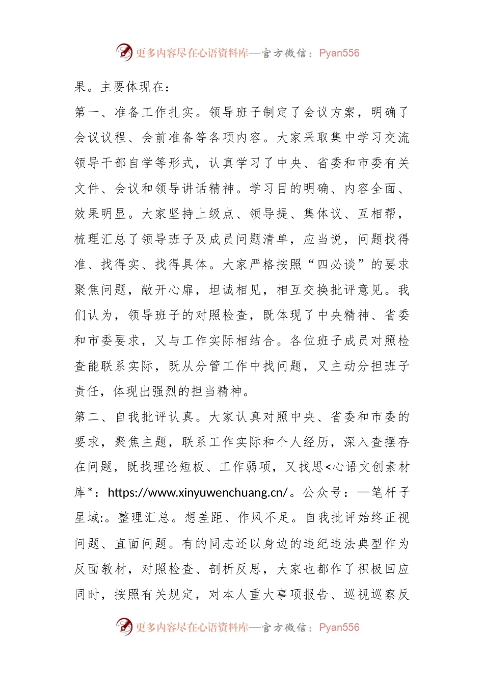 在领导班子民主生活会上的点评讲话稿.docx_第2页