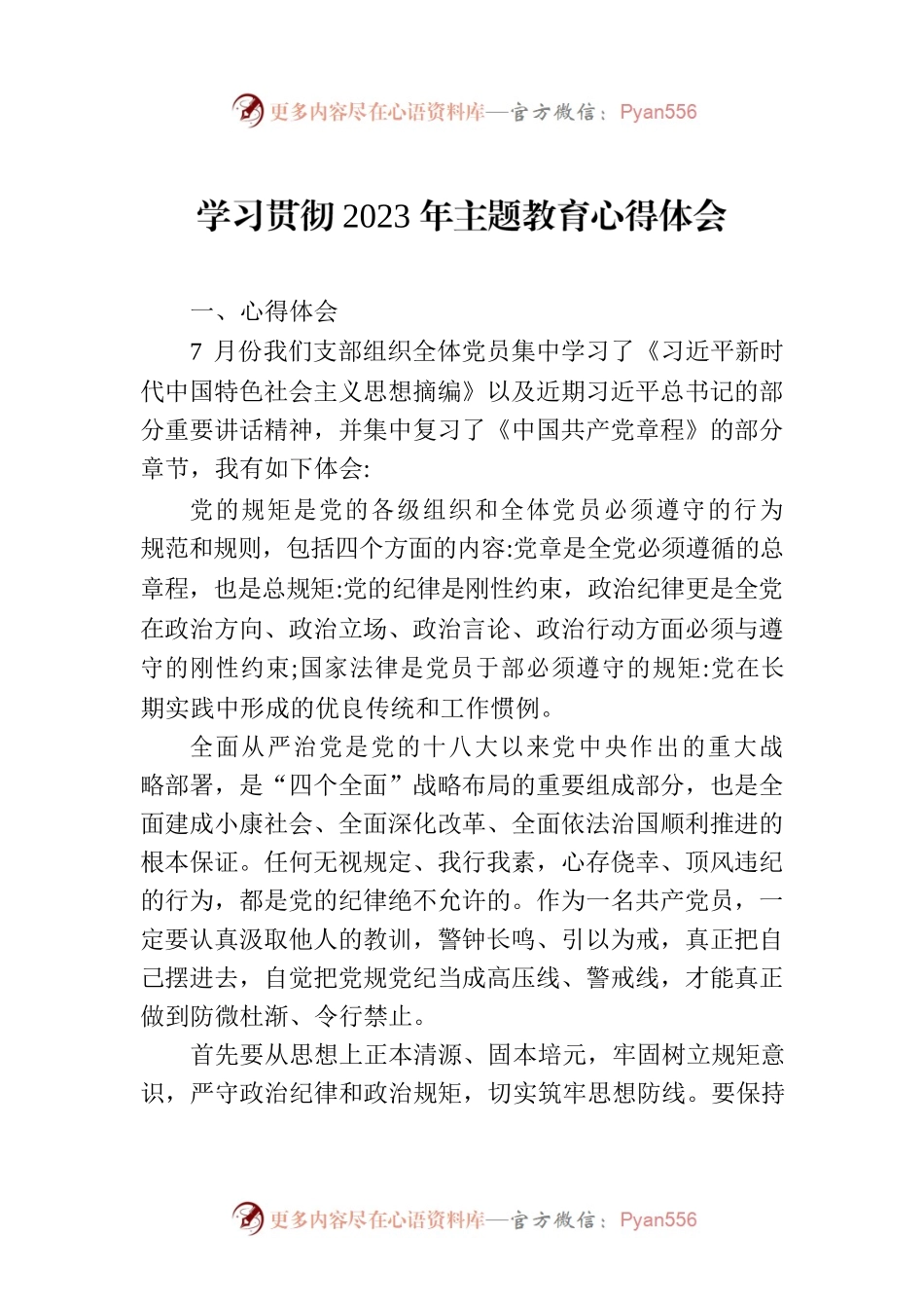 学习贯彻2023年主题教育心得体会 -2.docx_第1页
