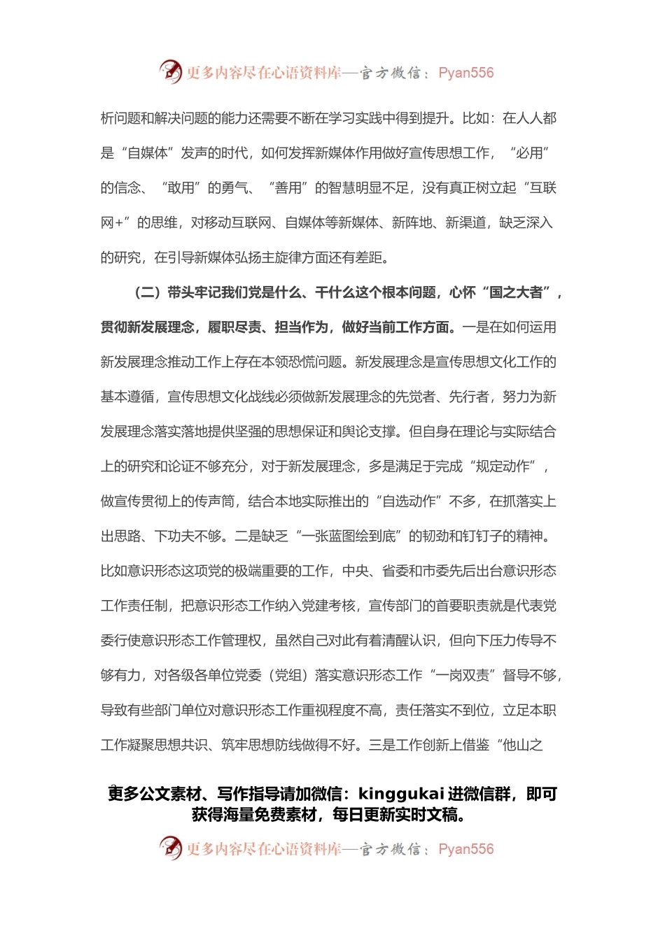 宣传部部长党史学习教育专题民主生活会对照检查材料.docx_第2页
