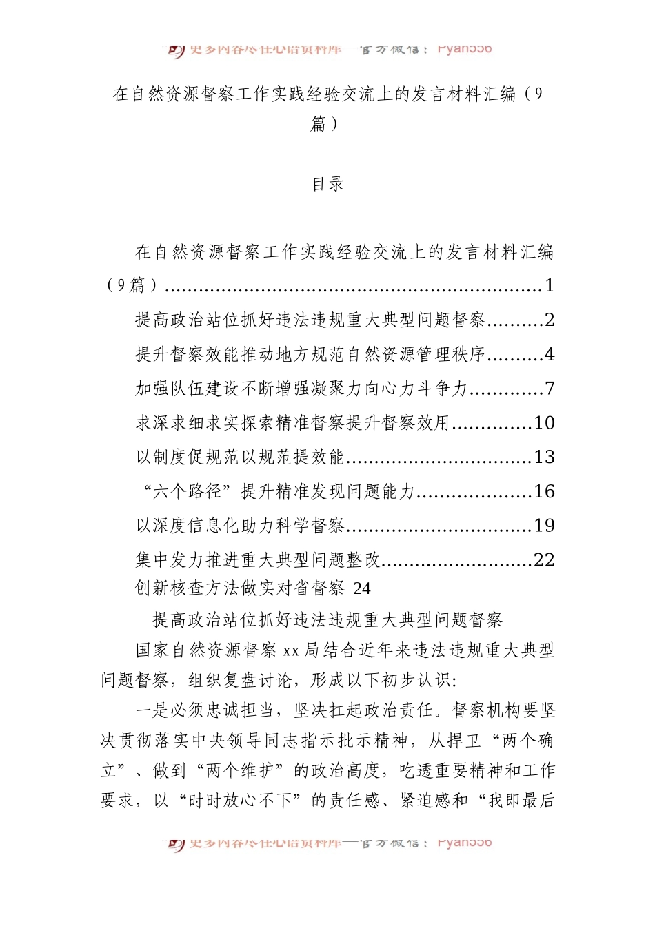 在自然资源督察工作实践经验交流上的发言材料汇编（9篇）.docx_第1页