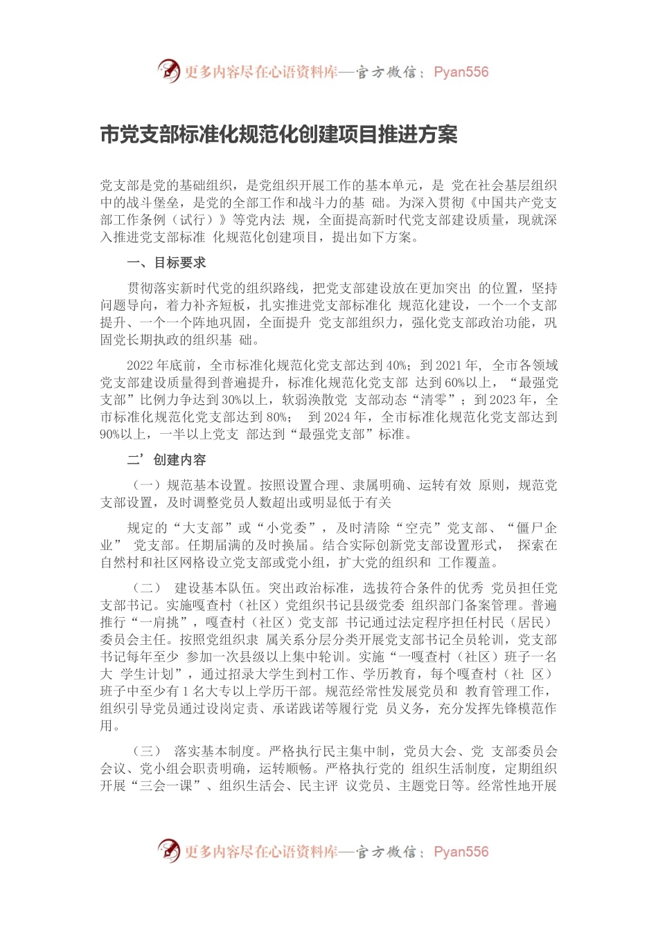 市党支部标准化规范化创建项目推进方案.docx_第1页
