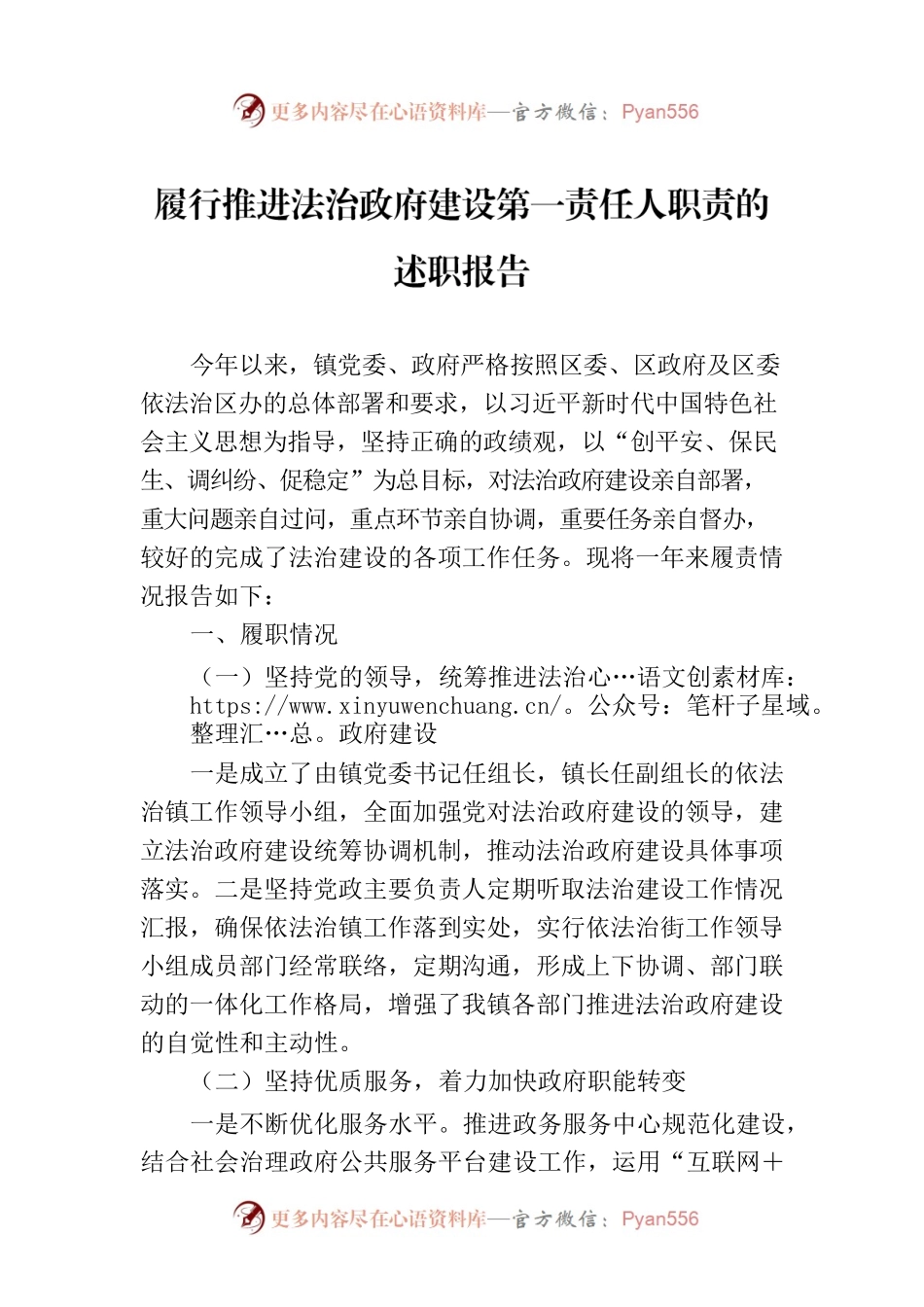 履行推进法治政府建设第一责任人职责的述职报告.docx_第1页