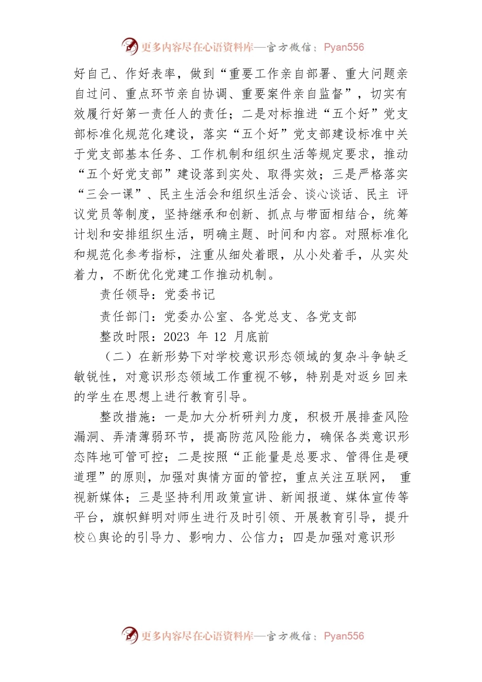学校党委书记抓基层党建述职评议问题整改方案.docx_第2页