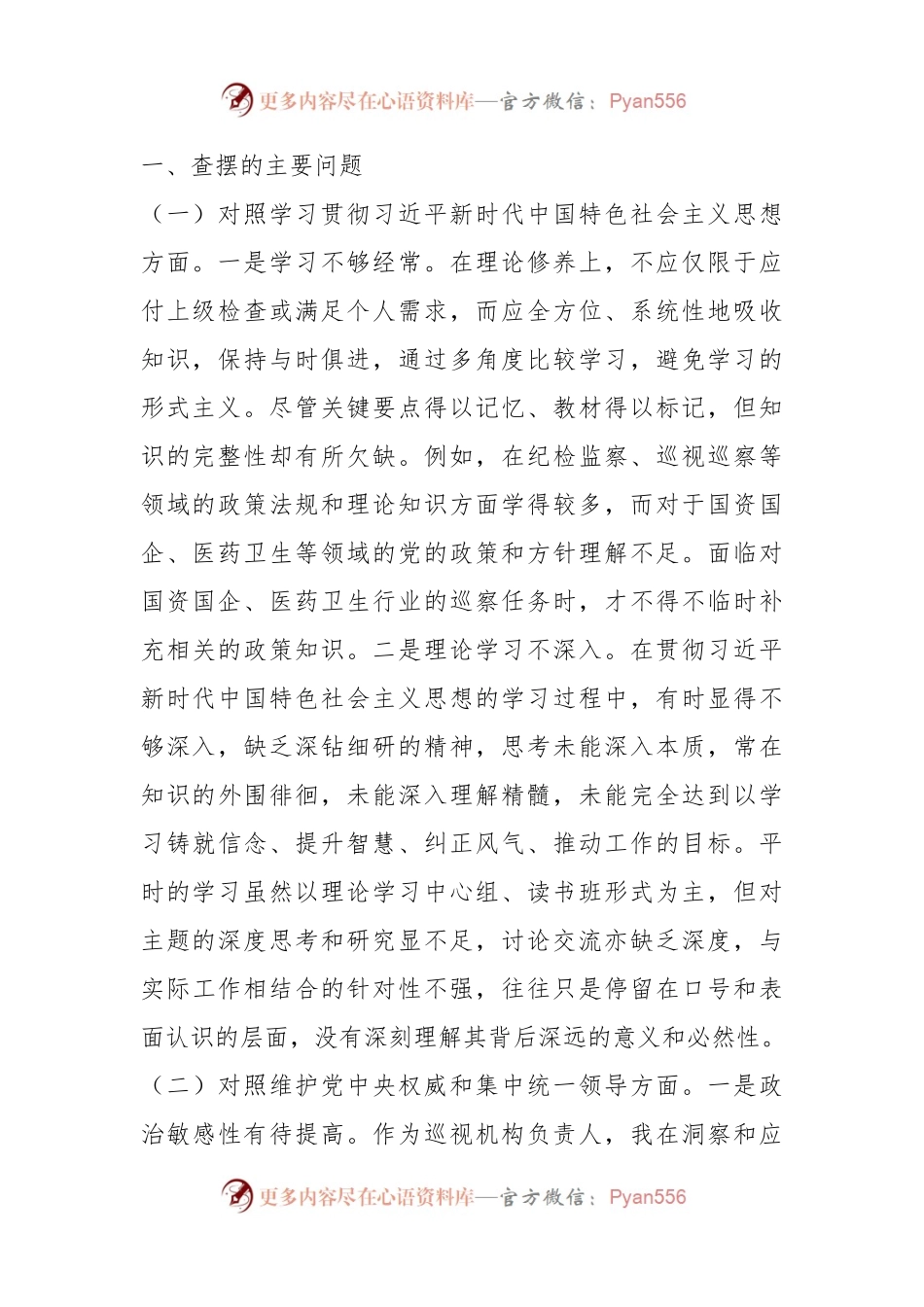 巡察办主任2023年专题民主生活会对照检查材料.docx_第2页