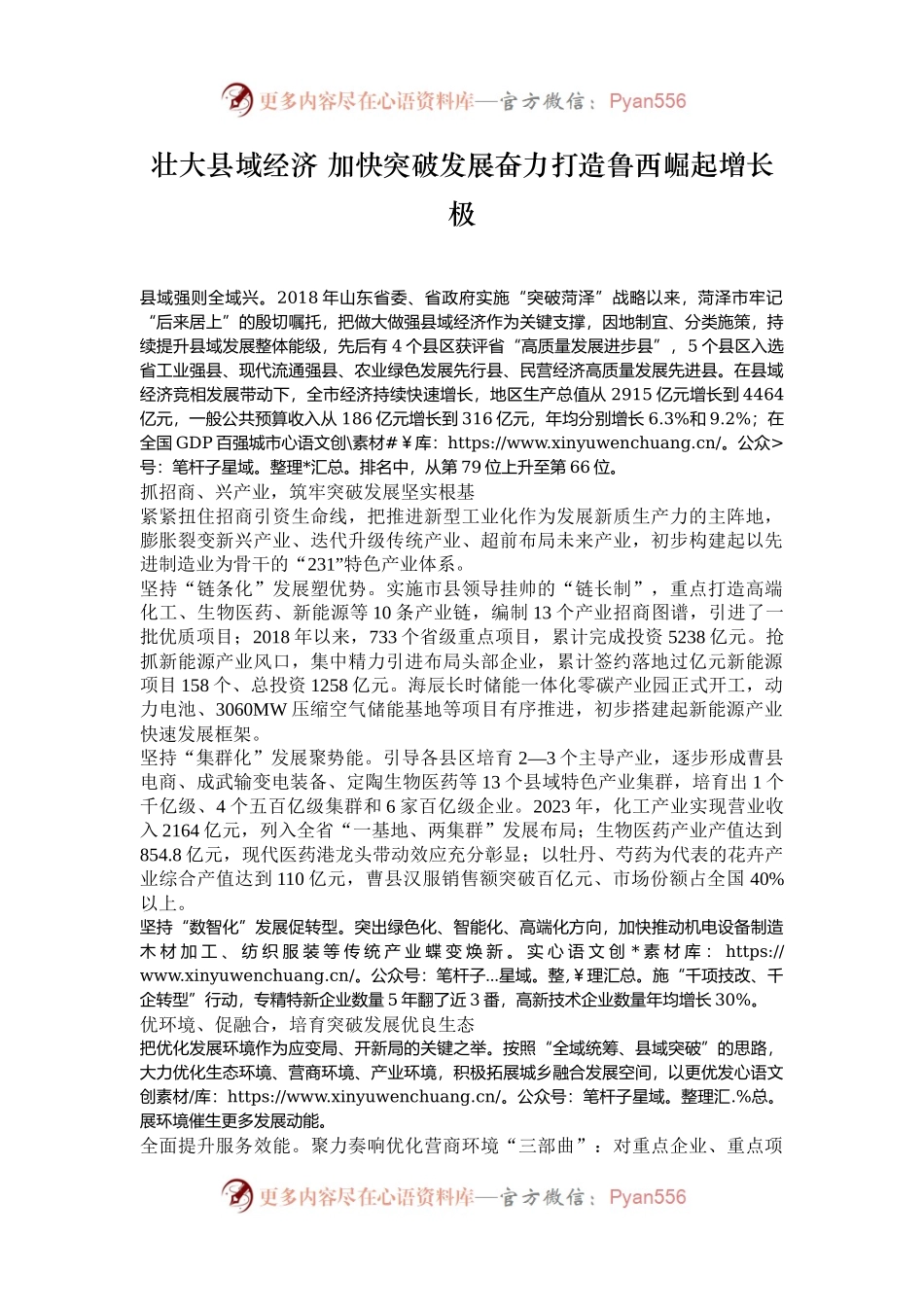 壮大县域经济 加快突破发展奋力打造鲁西崛起增长极.docx_第1页
